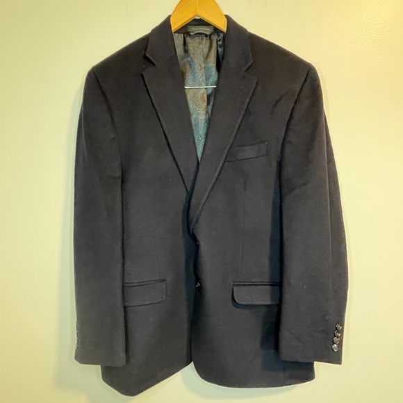 Lauren Ralph Lauren Navy Wool Silk Cashmere Sport Blazer Coat Suit Jacket 42R